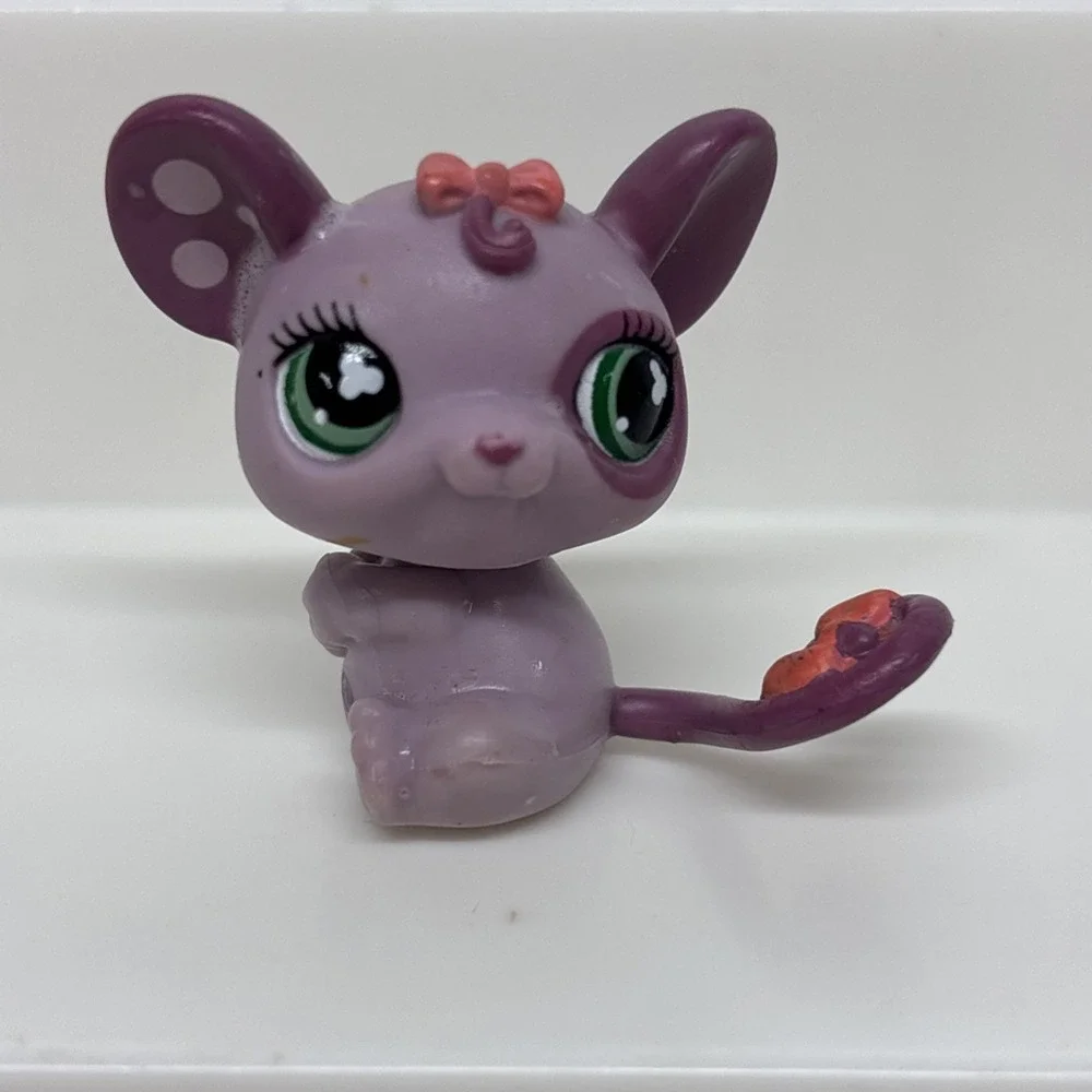 Littlest Pet Shop LPS Purple Mouse #463 Green Eyes Hasbro 2007 Authentic